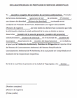 Declaración Jurada del Prestador de Servicios Ambientales